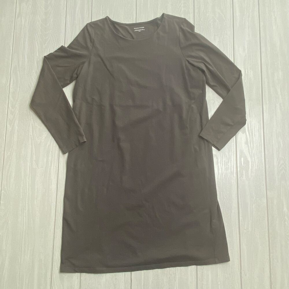 Eileen Fisher Women's Charcoal Gray Graphite Jersey Tunic Dress Size Medium